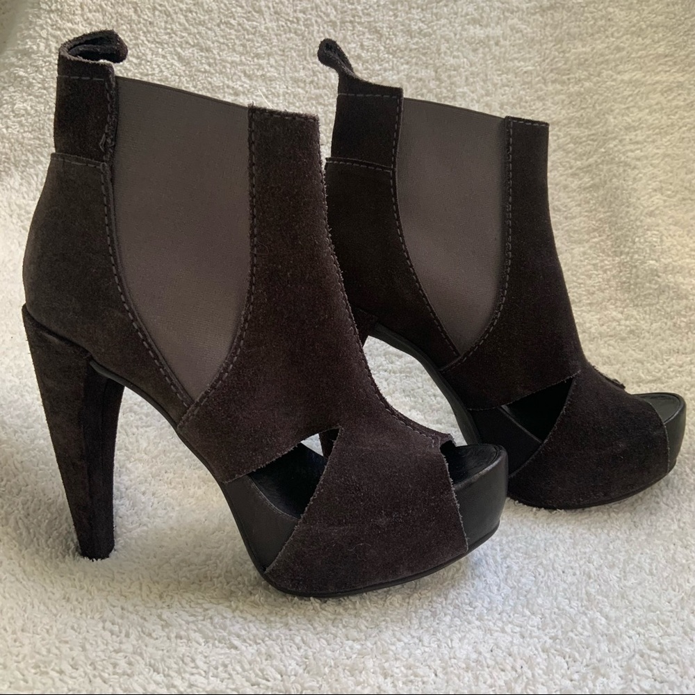 Pedro Garcia Abbie Suede Platform Peeptoe Bootie Sandal